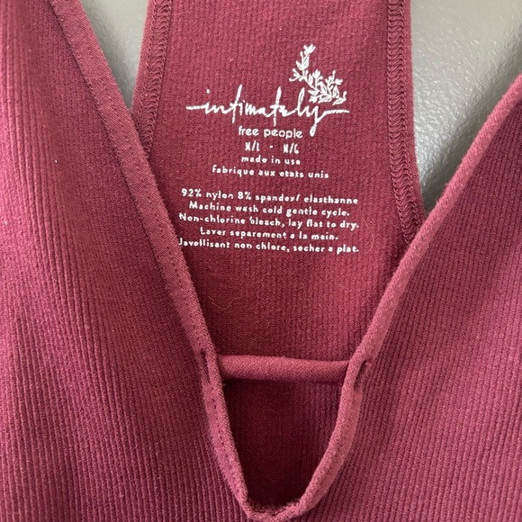 Free People Move Along Bodysuit Burgundy/Wine Ribbed V Neck FP Intimately Size M - Picture 4 of 7
